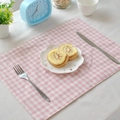 French style pink and white gingham linen place mat for home dining table setting - Fresh Pink Gingham