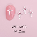 Dettaglio di ciondoli per unghie a stella argento 7x12mm con strass rosa su base opaca - Stile Strass Rosa Argento (A233)