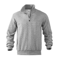 Felpa grigia da uomo con collo alto e zip a 1/4 con pannelli in maglia jacquard - 3XL / Tops / Grigio