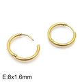 Orecchini a cerchio tondi minimalisti in acciaio inox placcato oro 18K 8x1,6mm unisex - 8mm / Oro