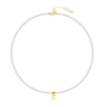 Elegant white pearl necklace featuring a gold letter F pendant and adjustable chain - Letter F