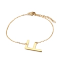 Elegant gold-plated stainless steel chain bracelet featuring a minimalist letter L pendant - Letter F(KB116143-K)