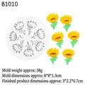 Stampo in silicone a girasole per resina con 6 cavità floreali, misura 8x8x1,3cm - 2# (B1010/Girasole) / Grigio