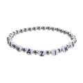 Detail shot of hematite beaded bracelet with silver beads and AMAZING letter charms - 5mm Silver AMAZING Letter