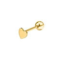 Golden heart-shaped stainless steel tongue bar with screw-back ball closure - Gold