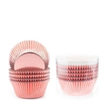 Pirottini per cupcake in alluminio oro rosa con tubo di conservazione trasparente - Rivestimento in alluminio / Oro rosa