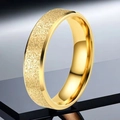 Minimalist gold stainless steel ring featuring a matte frosted finish and polished inner band - US 7 / 6mm Width / Gold