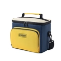 Borsa termica porta pranzo blu e gialla con tracolla e logo FRESH per ufficio - Blu navy