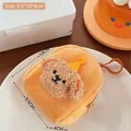 Plush orange puppy coin purse with party hat embroidery and lanyard, size 9.5x10x4cm - Brown Backpack Dog