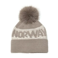 Detailed knit texture and soft faux fur pom-pom on the Norway jacquard beanie hat - M (56-58cm) / Khaki