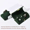 Dark green velvet jewelry box with golden clasp and matching white outer box - Arched Dark Green
