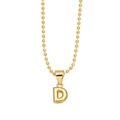 Chic 18k gold plated necklace featuring a 3D letter D pendant on a delicate bead chain - Letter D