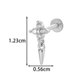 Silver star flower labret stud with crystal inlay and conical drop in titanium finish - Cross Star Cone Style (2606-7#) / Silver
