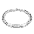 Bracciale in acciaio inossidabile argento con maglie rettangolari e chiusura a moschettone - Stile Rettangolare Cavo Argento (KB160628-Z)