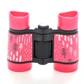 Colorful kids binoculars in bright pink with forest pattern and non-slip rubber grip - Pink