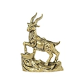 Traditional brass antelope figurine on gold ingots for prosperity home office decor - Antelope With Gold Ingot