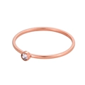 Delicate rose gold twisted ring with a round-cut zircon in a sleek bezel setting - US 5 / White - Rose Gold Band