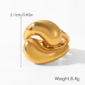 18k gold plated stainless steel ring with elegant wavy intertwined drop design - Streamlined Asymmetric Module Style (HC-R30593-10)