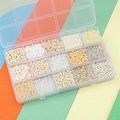 15-compartment glass seed bead kit for DIY jewelry making with assorted color tubes - Beige Series