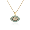 Close-up of gold evil eye pendant necklace with pavé zircon stones and box chain - Gold Style (22397)