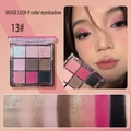 Nine-color matte and shimmer eyeshadow palette 13# with arm swatches and model makeup look - No. 13 Pink Purple Brown Tones