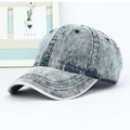 Berretto da baseball in denim con motivo lavaggio neve blu e bianco e visiera curva - Blu navy