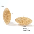 Detailed view of oval gold earrings with sponge texture showing 2.6cm by 1.4cm dimensions - E01614-3 Oval