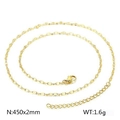 Golden stainless steel twisted lip chain necklace 450x2mm with lobster clasp and extender - Gold (KN118594-K)