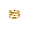 Modern 18k gold plated multi-layer woven open ring with polished geometric spiral bands - Adjustable Open / Gold-Four Layer Intertwined (JZ8773)