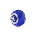 Blue faceted crystal charm bead with 925 silver core for DIY European charm bracelets - Style 25 (Dark Blue)