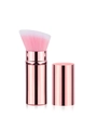 Portable retractable powder brush with pink gradient bristles and rose gold metallic case - Small Gold Slanted Head