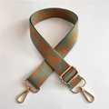 Adjustable green and orange geometric fabric strap for crossbody bags with gold hardware - Yellow Webbing with Gold Buckle