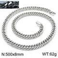 Men's silver double link curb chain necklace 500x8mm weight 62g in hip hop style - 8mm*500mm / Silver
