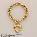 Goldenes Gliederkettenarmband mit großem hohlem Herzanhänger und elegantem OT-Verschluss - Goldenes hohles Herzarmband (KB184614-Z)
