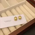 Minimalist geometric S925 silver pin stud earrings in matte gold vintage finish - Matte Gold Curved Stud (E044)