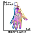 Detailed dimensions of rainbow Hamsa Hand pendant with 24mm height and 15mm width - Pendant / Rainbow Color Pendant