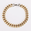 Close-up of 9mm Cuban link bracelet with dual-finish gold polished and silver brushed texture - 9mm*21cm / Gold and Silver
