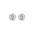 Minimalist S925 sterling silver round stud earrings with sparkling cubic zirconia centers - Large Style (EF1142) / 925 Silver