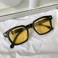 Detail view of the black square sunglasses frame with yellow lenses and model number Z3351 - Black Frame Yellow Lens Square