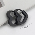 Minimalist matte black heart-shaped stainless steel huggie earrings in 16mm size - Heart 16mm Black
