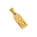Golden rectangular titanium steel pendant featuring a frosted base and 3D polished letter M - M-Single Pendant