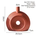 Nordic brown ceramic circular ring vase with concentric ribbing and dimension labels - Abstract Ribbed Vase 2181-2 Brown