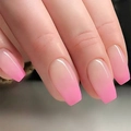 Glänzende Fake-Nägel in Rosenrosa-Farbverlauf mit elegantem kurzem Ballerina-Stil - Rosarot Verlauf Stil (JP3982)
