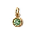 6mm gold-plated stainless steel charm featuring a round faceted green emerald crystal stone - [Jump Ring] August Peridot Green