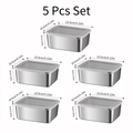 5 Pcs set of stainless steel food containers with clear lids for fridge storage - Small 5 Pcs Set with Lids