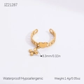 Golden stainless steel heart ring with cross pendant, waterproof and hypoallergenic - Heart Cross Ring (JZ21287)