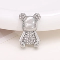 Amuleto de oso plateado con diamantes de imitación para zapatos y accesorios de joyas - Oso / Oso Plateado