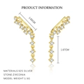 Golden S925 sterling silver ear cuffs with sparkling zirconia and tassel design - 925 Silver / Gold