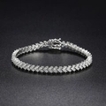 Pulsera tenis brillante en plata de ley S925 con pavé de moissanita de varias filas - 14cm / Diamante Simulado