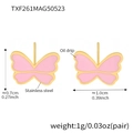 Schmetterling Ohrstecker für Kinder aus Edelstahl mit rosa Emaille-Beschichtung - Rosa Schmetterling Ohrringe (TXF261)